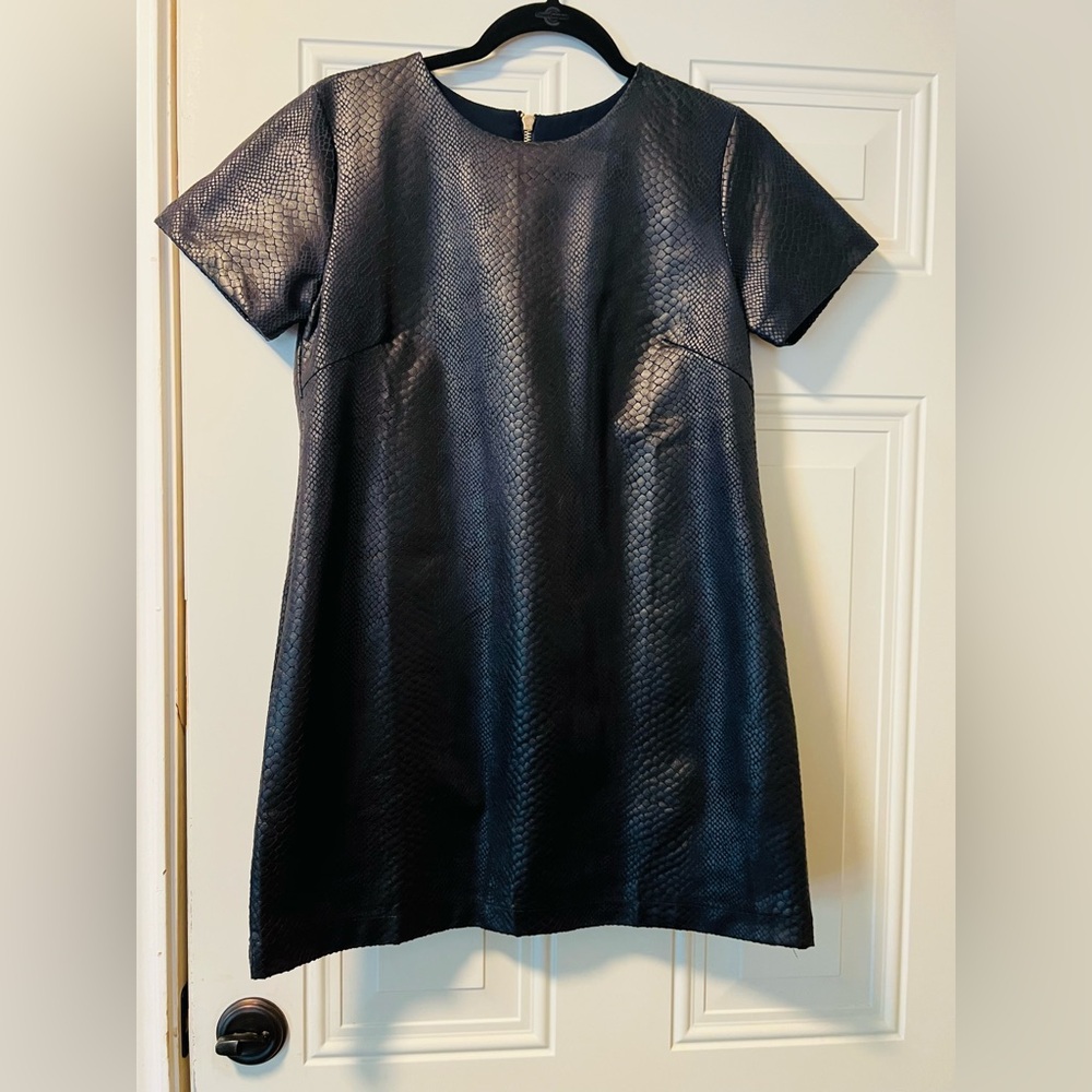 Olivaceous Black Snakeskin Textured Dress